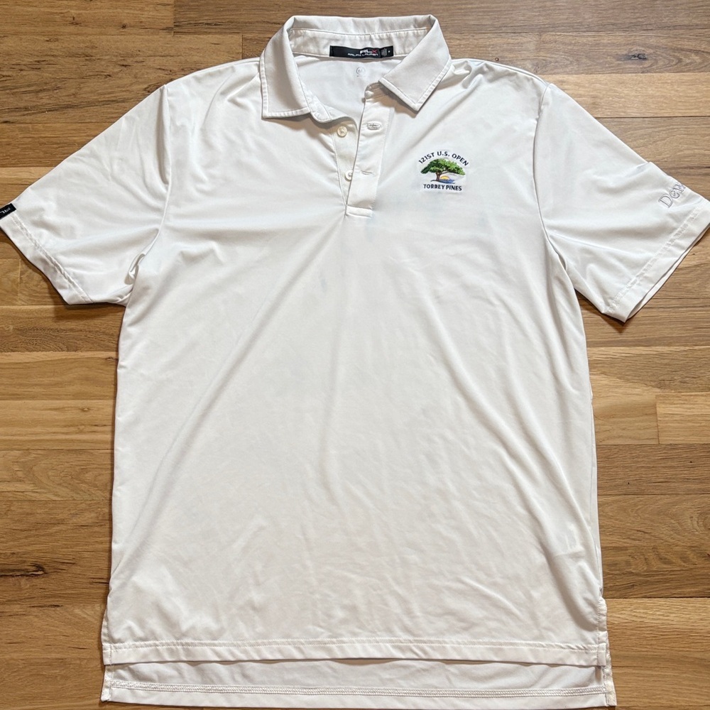 RLX Ralph Lauren White Polo 121st U.S. Open Torrey Pines Golf Shirt Men’s M